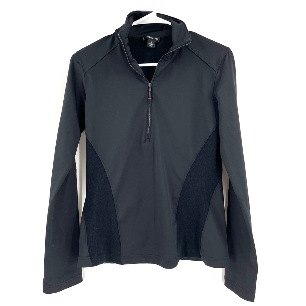 Victorinox Swiss Army Black Fitted Zip Workout Water Repellent Sleek Jacket